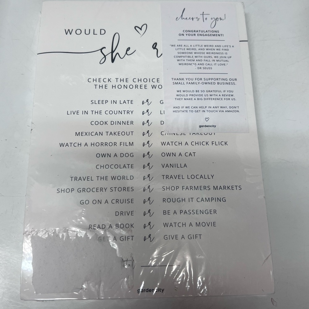 Garden City Engagement Activity Card